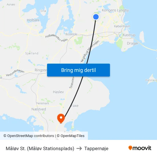 Måløv St. (Måløv Stationsplads) to Tappernøje map