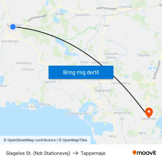 Slagelse St. (Ndr.Stationsvej) to Tappernøje map
