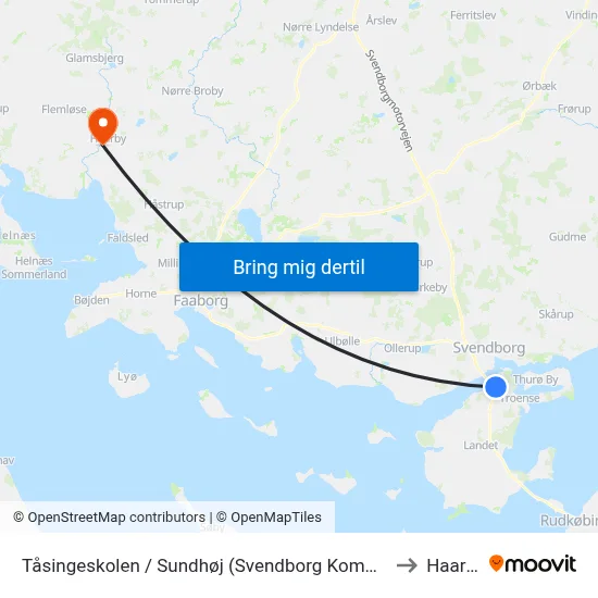 Tåsingeskolen / Sundhøj (Svendborg Kommune) to Haarby map