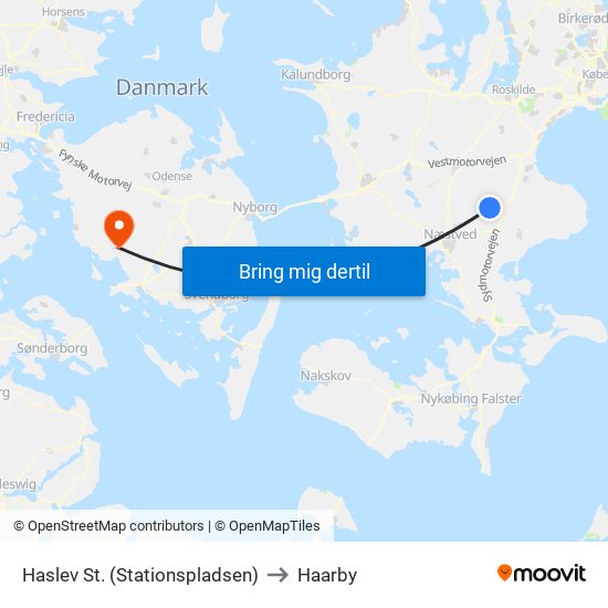 Haslev St. (Stationspladsen) to Haarby map