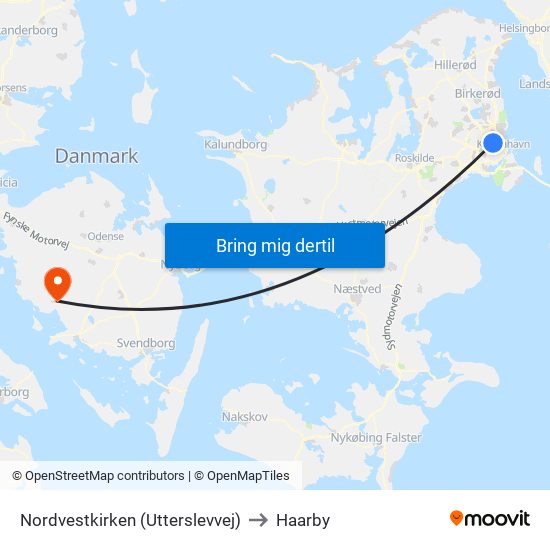 Nordvestkirken (Utterslevvej) to Haarby map