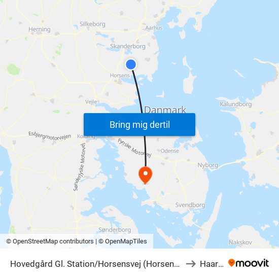 Hovedgård Gl. Station/Horsensvej (Horsens Kom) to Haarby map