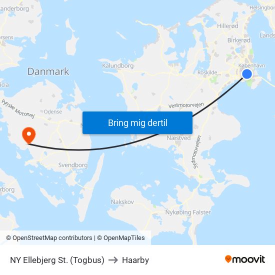 NY Ellebjerg St. (Togbus) to Haarby map