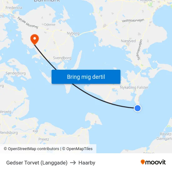 Gedser Torvet (Langgade) to Haarby map