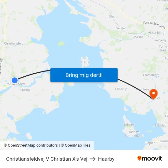 Christiansfeldvej V Christian X's Vej to Haarby map