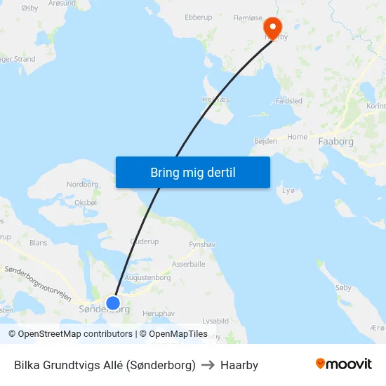 Bilka Grundtvigs Allé (Sønderborg) to Haarby map