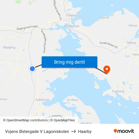 Vojens Østergade V Lagoniskolen to Haarby map