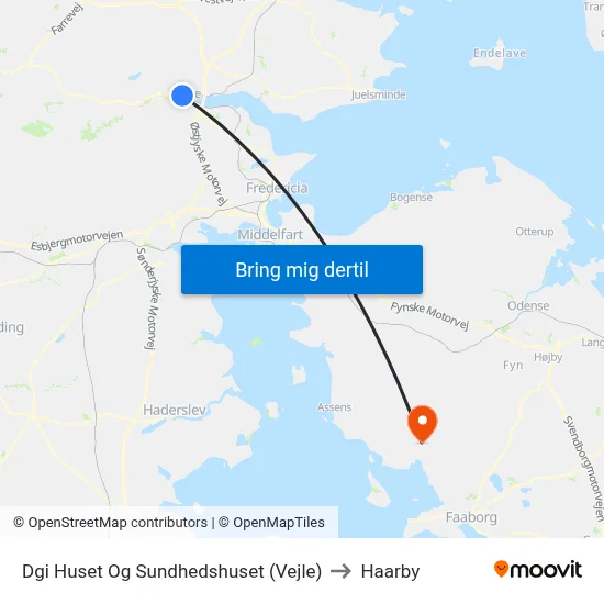 Dgi Huset Og Sundhedshuset (Vejle) to Haarby map