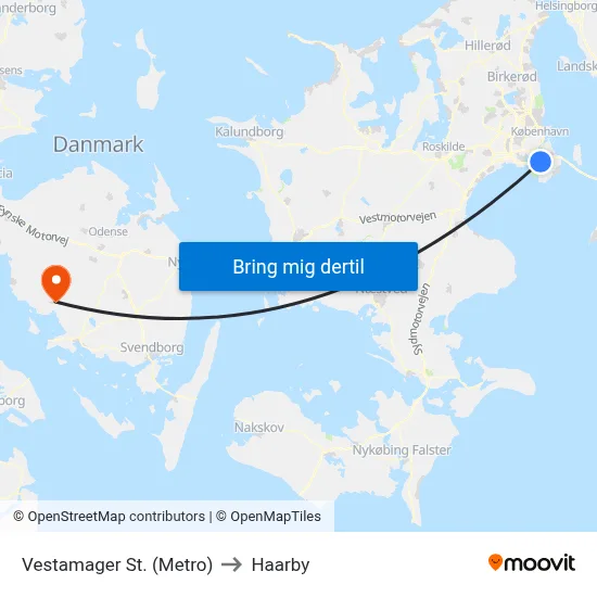 Vestamager St. (Metro) to Haarby map