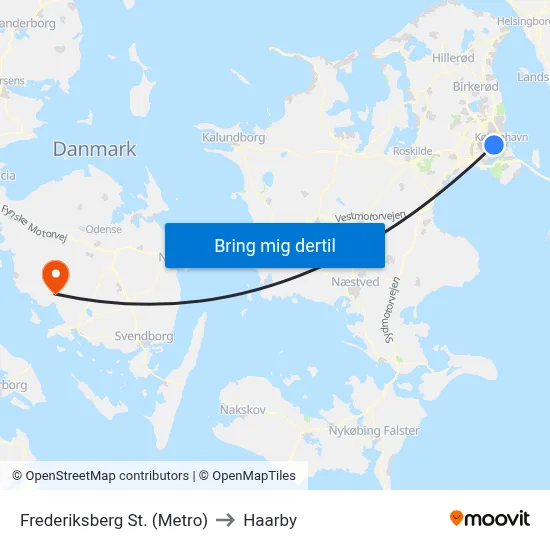 Frederiksberg St. (Metro) to Haarby map