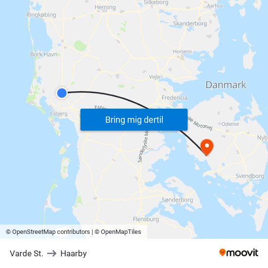 Varde St. to Haarby map
