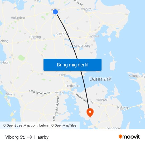 Viborg St. to Haarby map