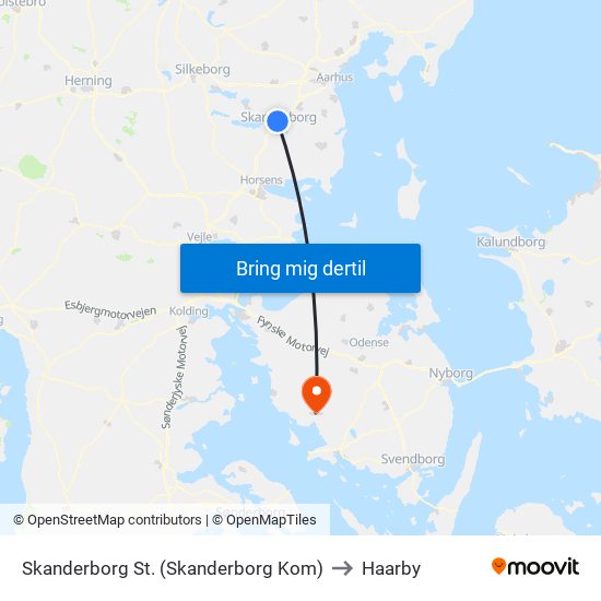 Skanderborg St. (Skanderborg Kom) to Haarby map