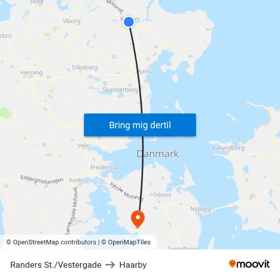 Randers St./Vestergade to Haarby map