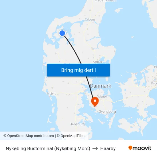 Nykøbing Busterminal (Nykøbing Mors) to Haarby map