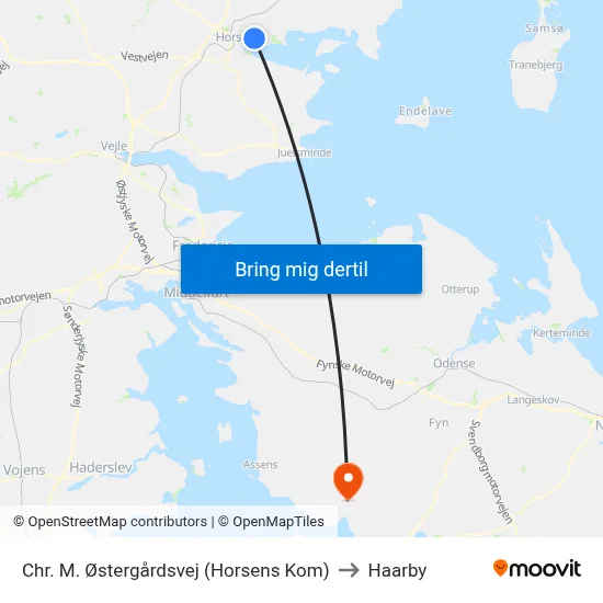 Chr. M. Østergårdsvej (Horsens Kom) to Haarby map
