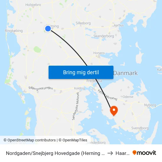 Nordgaden/Snejbjerg Hovedgade (Herning Kom) to Haarby map