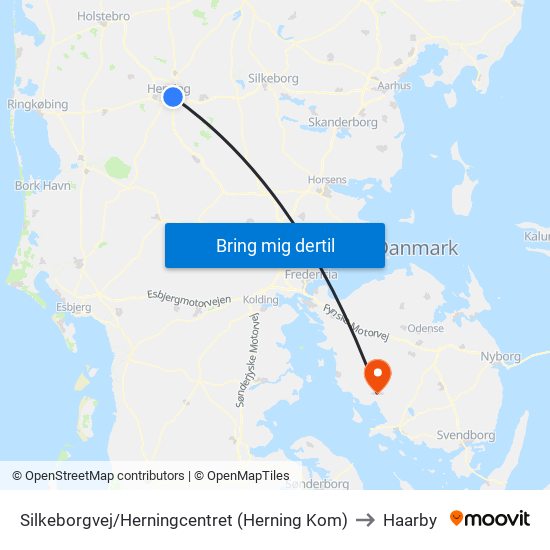 Silkeborgvej/Herningcentret (Herning Kom) to Haarby map