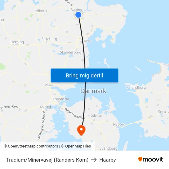 Tradium/Minervavej (Randers Kom) to Haarby map