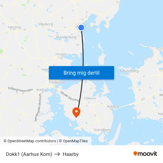 Dokk1 (Aarhus Kom) to Haarby map