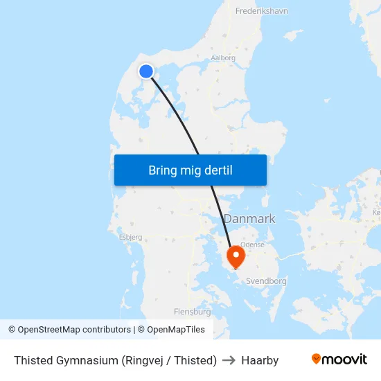 Thisted Gymnasium (Ringvej / Thisted) to Haarby map