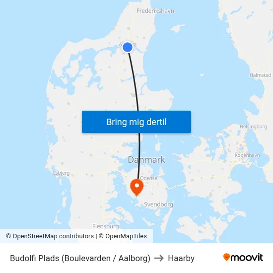 Budolfi Plads (Boulevarden / Aalborg) to Haarby map