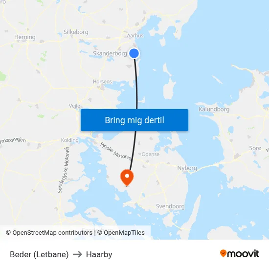 Beder (Letbane) to Haarby map