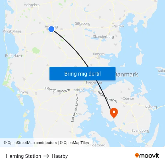 Herning Station to Haarby map