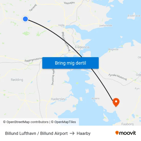 Billund Lufthavn / Billund Airport to Haarby map