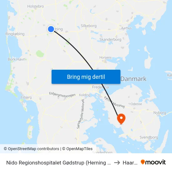 Nido Regionshospitalet Gødstrup (Herning Kom) to Haarby map