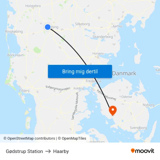 Gødstrup Station to Haarby map