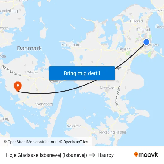 Høje Gladsaxe Isbanevej (Isbanevej) to Haarby map