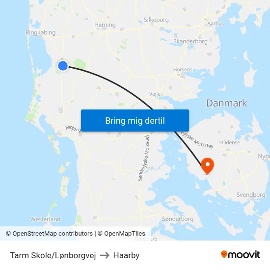 Tarm Skole/Lønborgvej to Haarby map