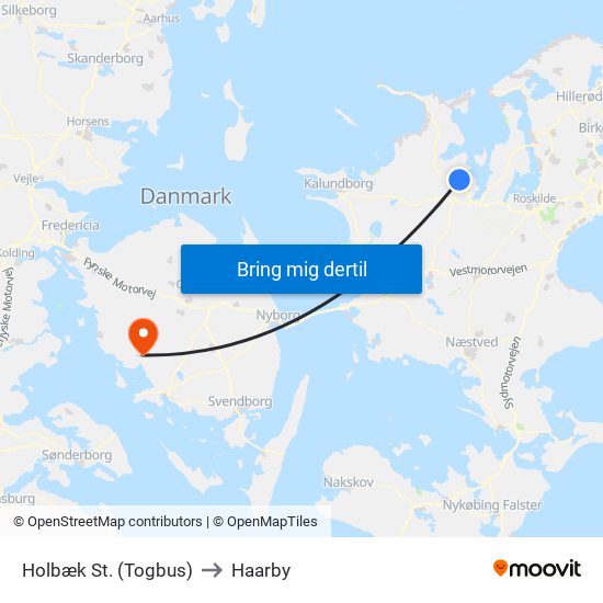 Holbæk St. (Togbus) to Haarby map