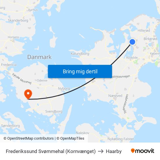 Frederikssund Svømmehal (Kornvænget) to Haarby map