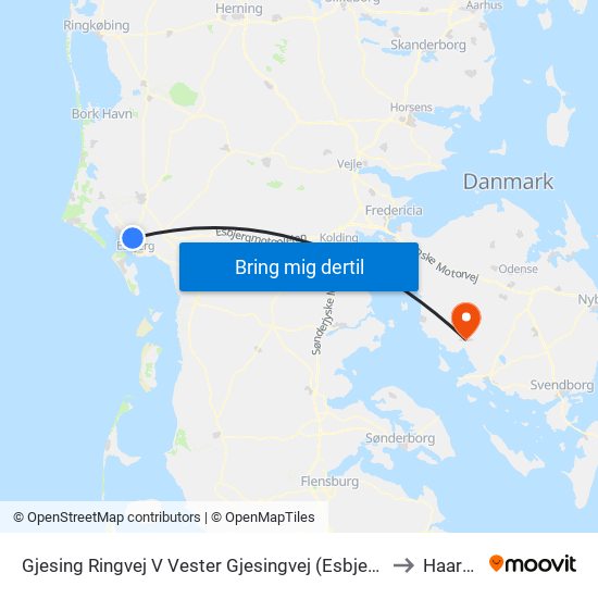 Gjesing Ringvej V Vester Gjesingvej (Esbjerg) to Haarby map