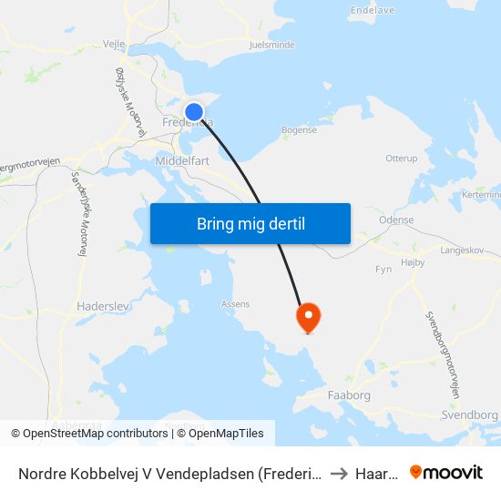 Nordre Kobbelvej V Vendepladsen (Fredericia) to Haarby map