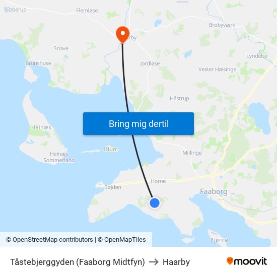 Tåstebjerggyden (Faaborg Midtfyn) to Haarby map