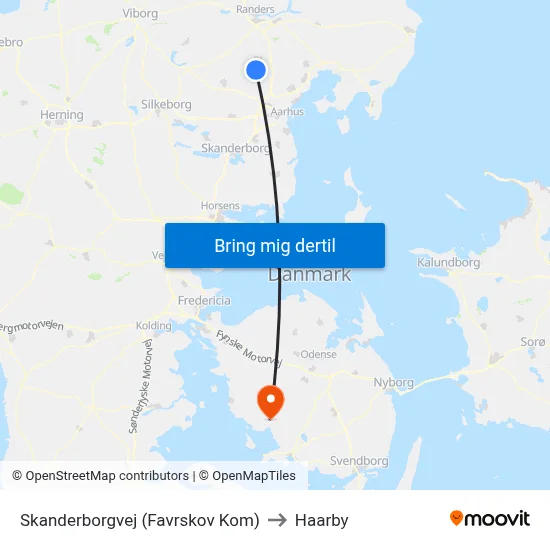 Skanderborgvej (Favrskov Kom) to Haarby map