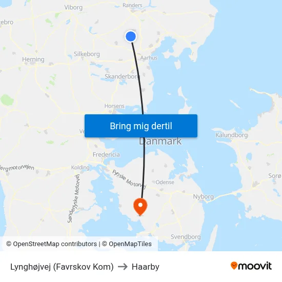 Lynghøjvej (Favrskov Kom) to Haarby map