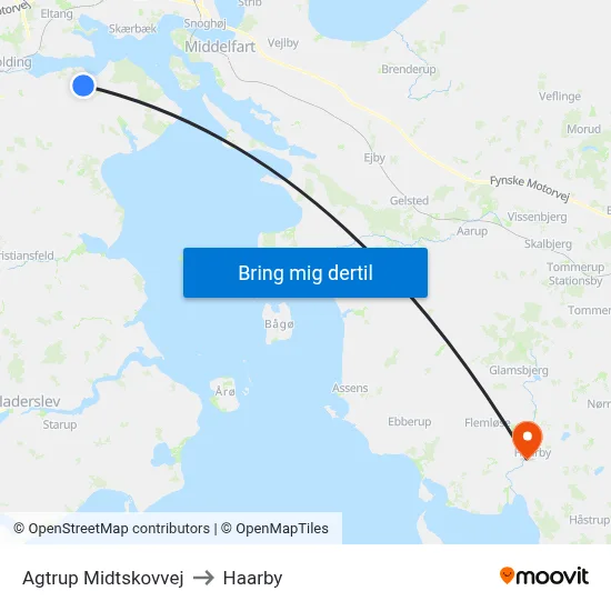 Agtrup Midtskovvej to Haarby map