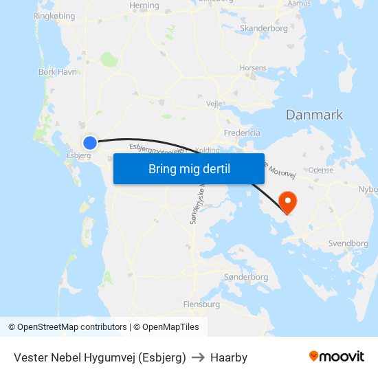 Vester Nebel Hygumvej (Esbjerg) to Haarby map