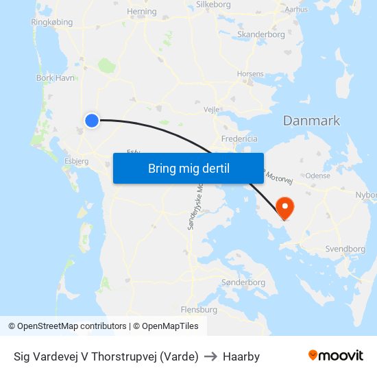 Sig Vardevej V Thorstrupvej (Varde) to Haarby map