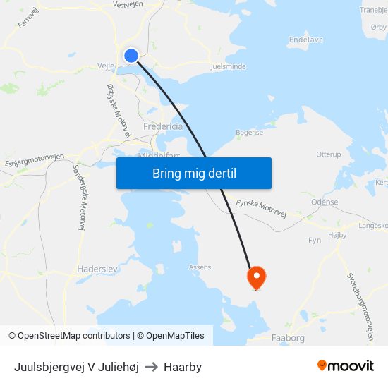 Juulsbjergvej V Juliehøj to Haarby map