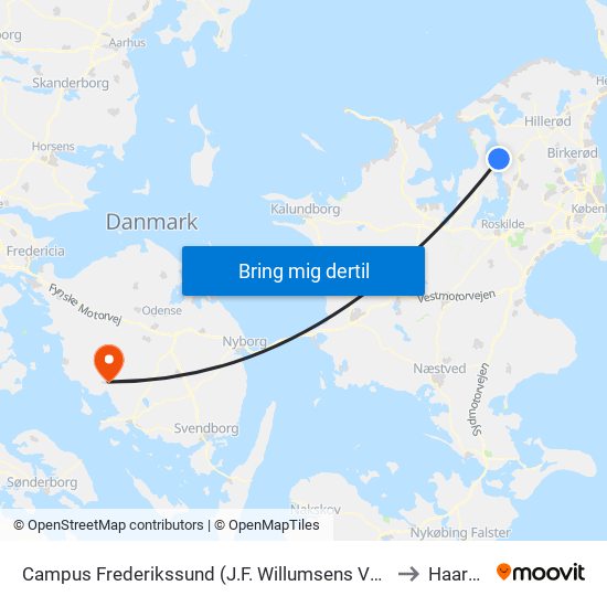 Campus Frederikssund (J.F. Willumsens Vej) to Haarby map