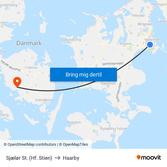 Sjælør St. (Hf. Stien) to Haarby map