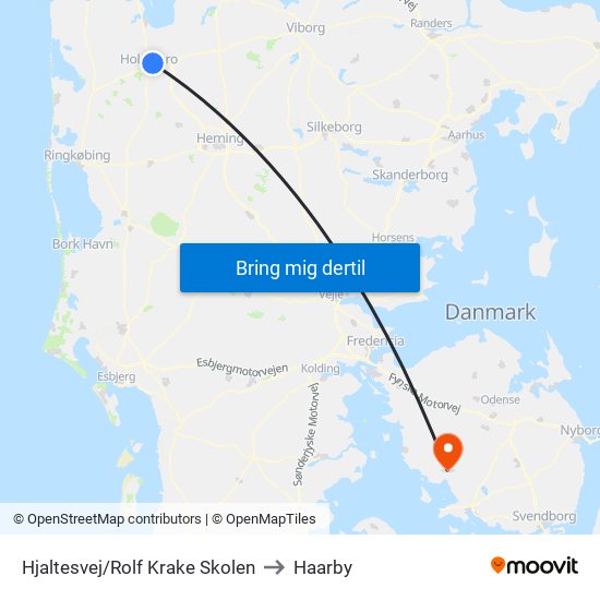 Hjaltesvej/Rolf Krake Skolen to Haarby map