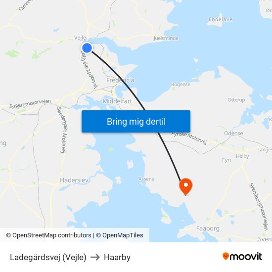 Ladegårdsvej (Vejle) to Haarby map