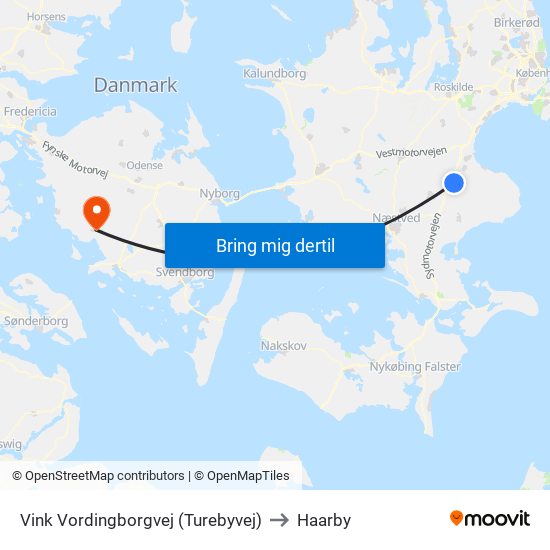 Vink Vordingborgvej (Turebyvej) to Haarby map