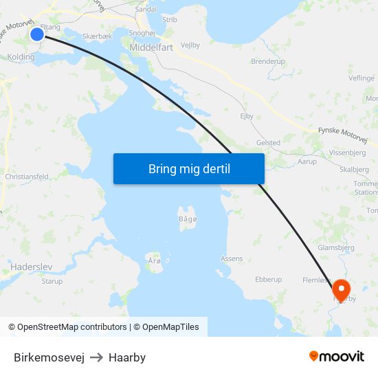 Birkemosevej to Haarby map
